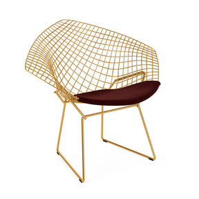 Knoll Bertoia Diamond Chair Gold Knoll Velvet Wine