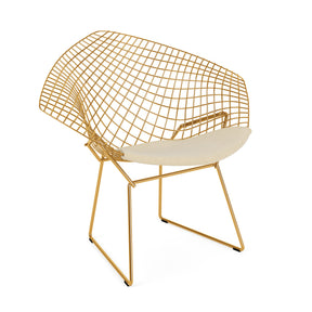 Knoll Bertoia Diamond Chair Gold Ultrasuede Tapioca