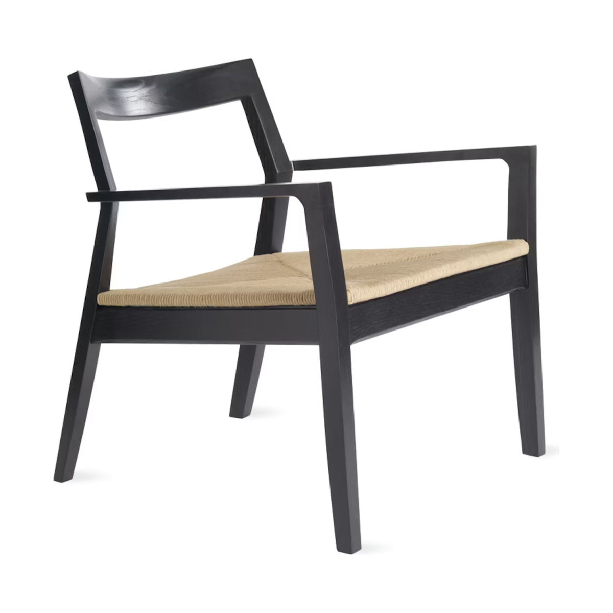 Knoll Krusin Armchair Ebonized Oak with Woven Paper Rush Seat