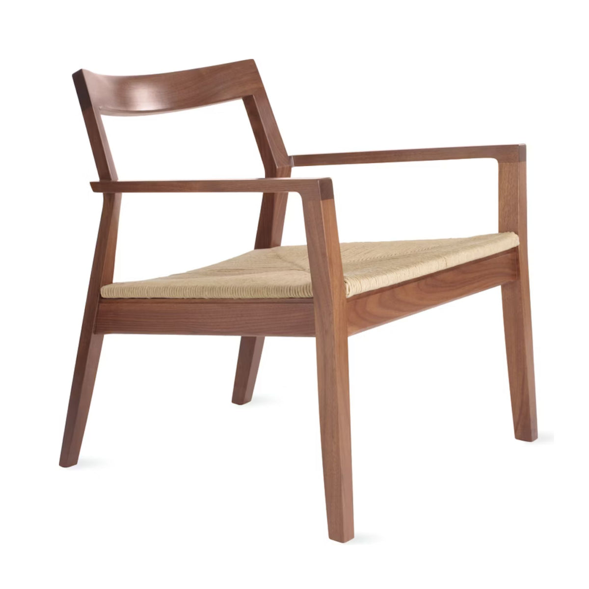 Knoll Krusin Armchair Light Walnut with Woven Paper Rush Seat