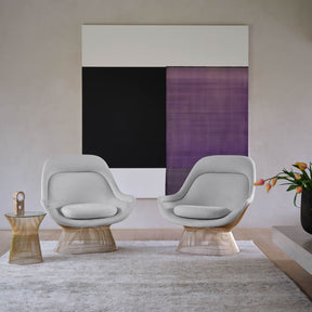 Knoll Platner Easy Chairs Gold in Living Room with Art and Platner Side Table