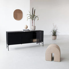 Kristina Dam Studio Grid Sideboard with Curved Pouf