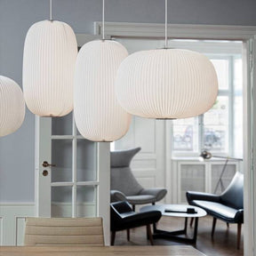 Le Klint Lamella Pendant Lights Clustered in London Dining Room