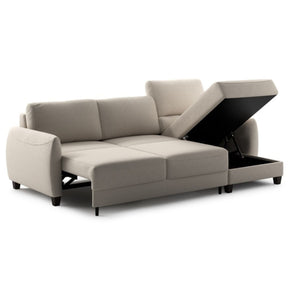 Luonto Delta Sleeper Sofa with Reversible Chaise Smoked Birch Legs Cloud 02 Fabric Open
