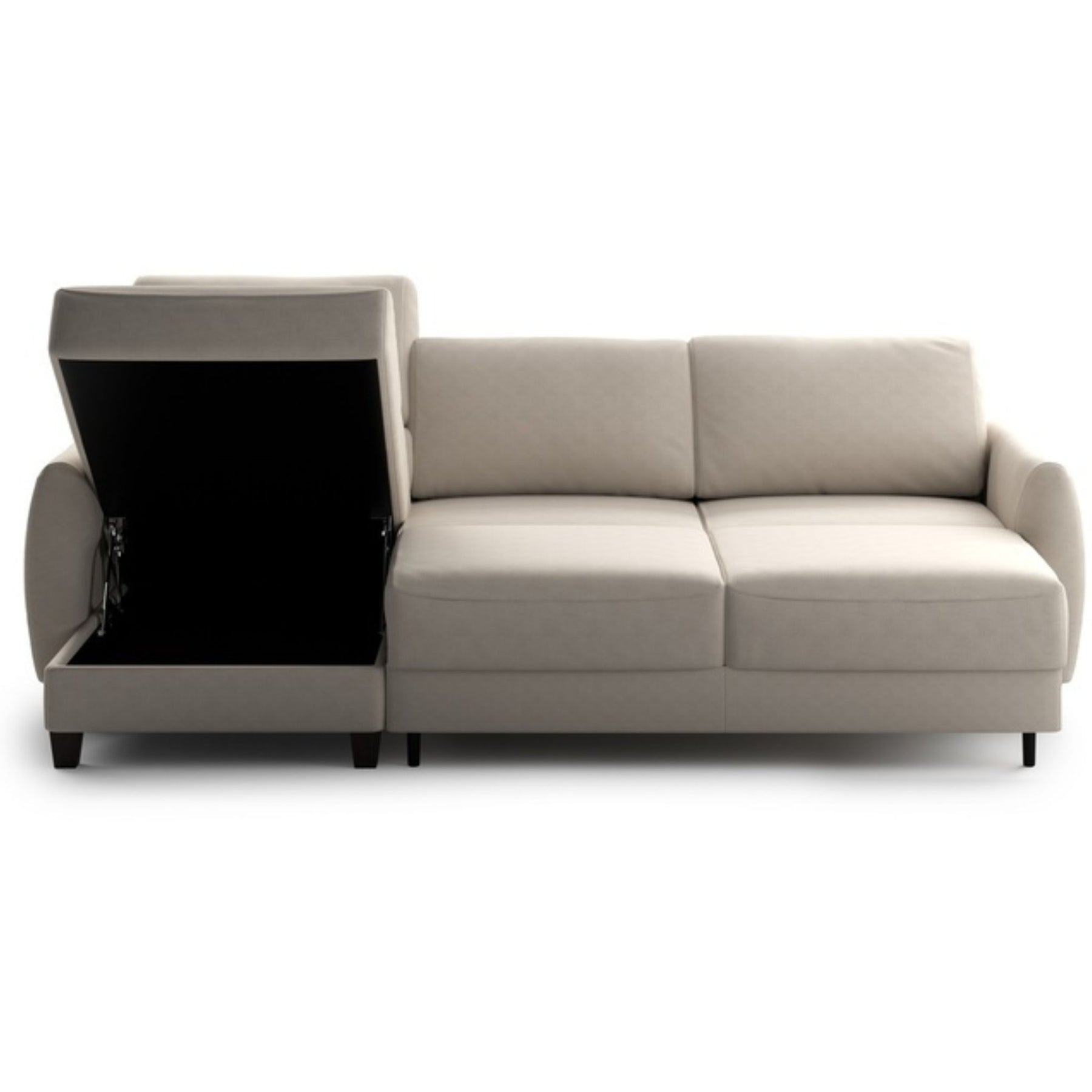 Luonto Delta Sleeper Sofa with Reversible Chaise Smoked Birch Legs Cloud 02 Fabric Front Open