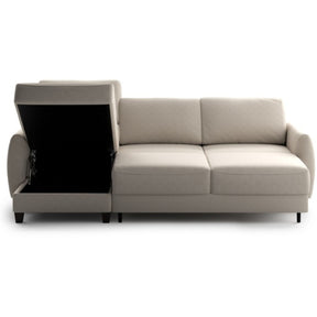 Luonto Delta Sleeper Sofa with Reversible Chaise Smoked Birch Legs Cloud 02 Fabric Front Open