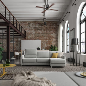 Luonto Delta Sleeper Sofa with Reversible Chaise in Urban Loft living room