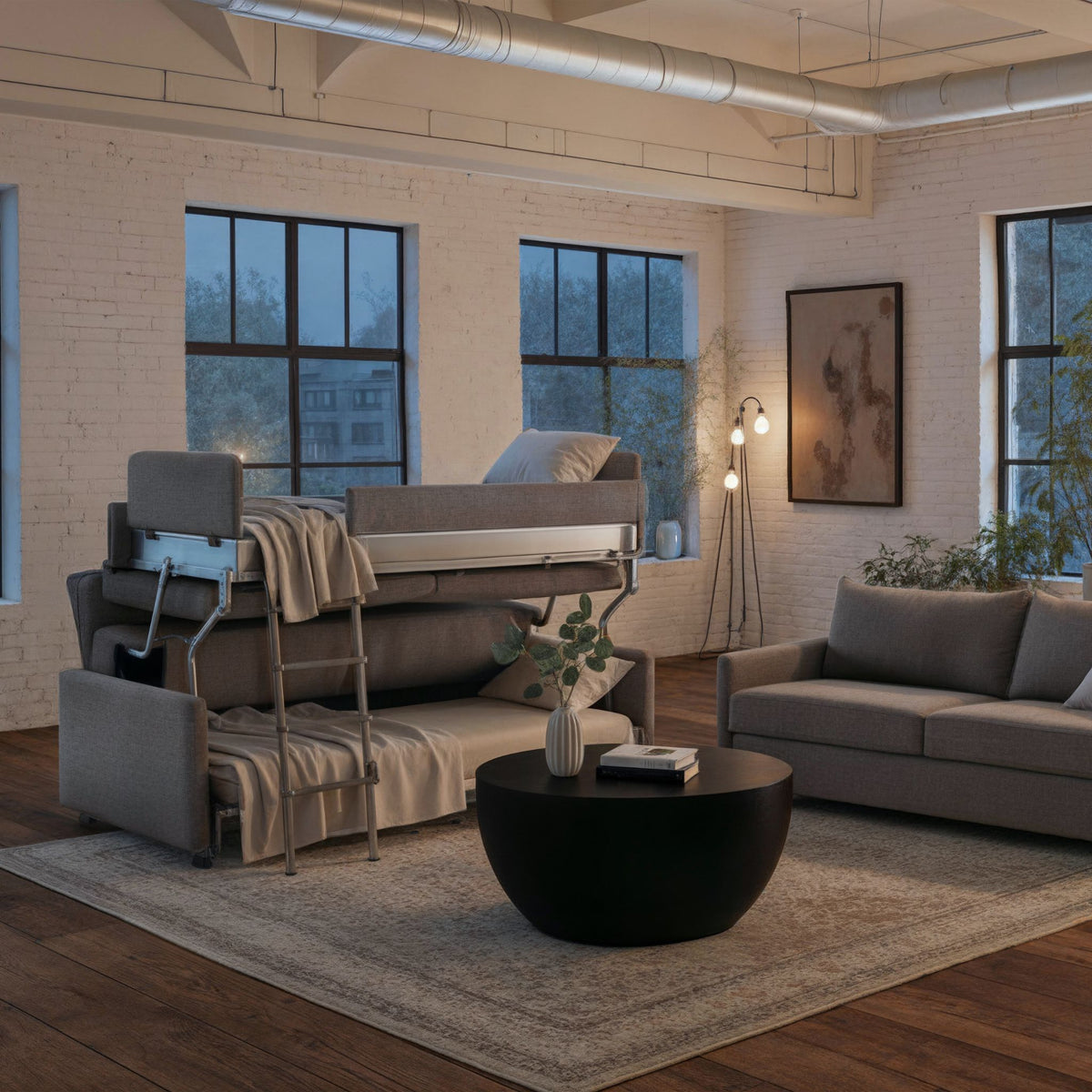 Luonto Elevate Bunkbed Sleeper Sofa in Loft Living Room