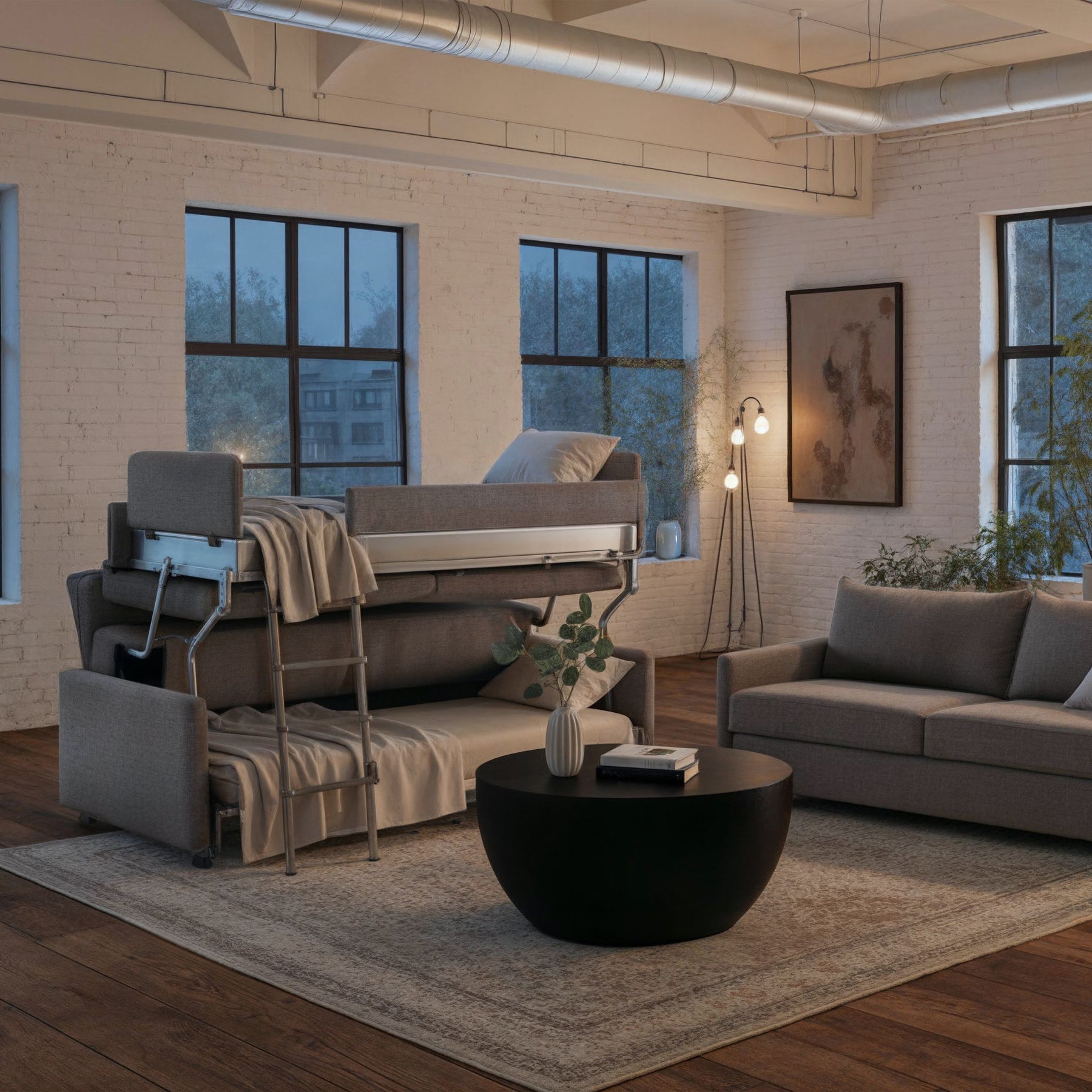 Luonto Elevate Bunkbed Sleeper Sofa in Loft Living Room
