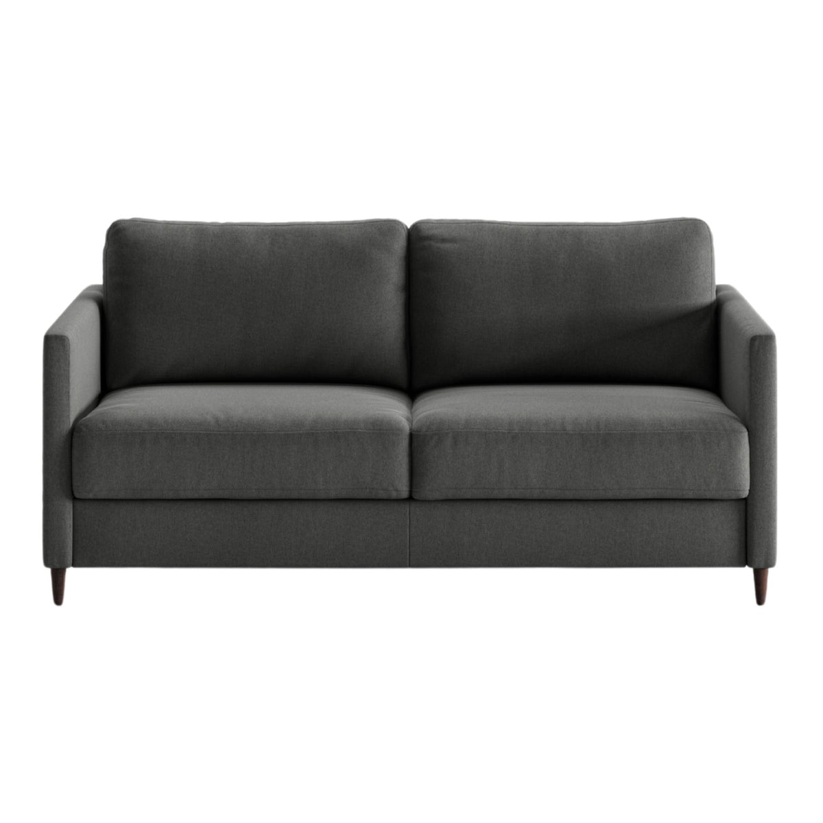 Luonto Elfin Queen Sleeper Sofa in Luna 35 Dark Grey Fabric with Wood Legs