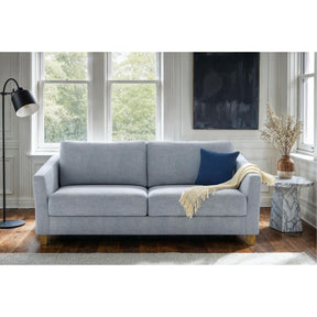 Luonto Monika Sleeper Sofa Cremona 70 Fabric with Oak Legs in Living Room