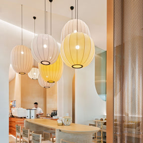 Knit Wit Pendant Lights in situ with barista at Templum Cafe Copenhagen