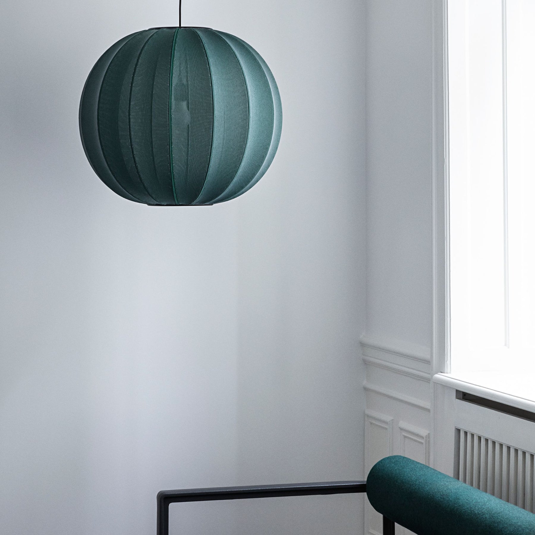 Made by Hand Knit Wit Pendant Tweed Green in Copenhagen Apartment by Window