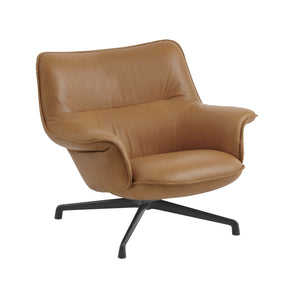 Muuto Doze Swivel Lounge Lowback in Refine Leather Cognac with Black Base