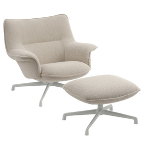 Muuto Doze Swivel Lounge Chair Lowback with Matching Ottoman in Hearth 007 with Grey Base