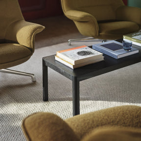 Muuto Doze Swivel Lounge Chairs Lowback in Copenhagen Living Room with Ply Rug and Workshop Coffee Table