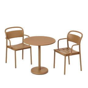Muuto Linear Round Cafe Table and Chairs Burnt Orange