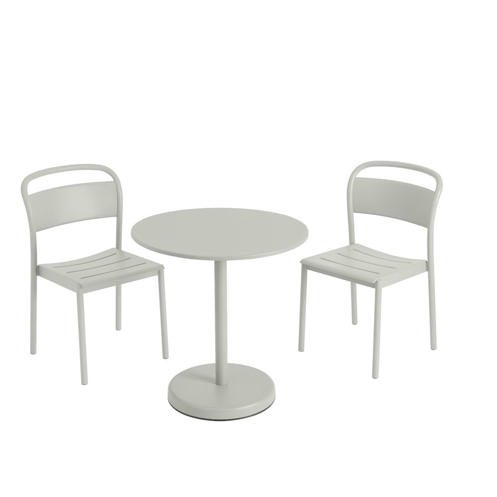 Muuto Linear Round Cafe Table and Chairs Grey