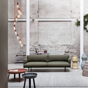 Muuto Outline Sofa Olive Divina Melange Wool in Copenhagen Loft with Around Coffee Tables