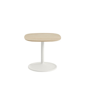 Muuto Soft Side Table Solid Oak Top Off White Base 17.7"w x 15.7"h