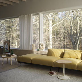 Muuto Soft Side Table Oak with Off White Base in Living Room with Yellow In Situ Sofa