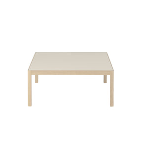 Muuto Workshop Table Warm Grey Linoleum Top with Solid Lacquered Oak Frame Front