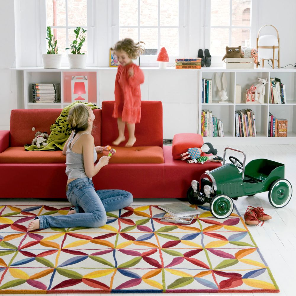 nanimarquina Kala Rug in Playroom with Mother and Child