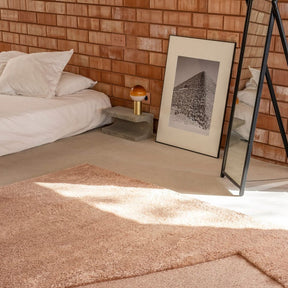 nanimarquina oblique rug rose quartz by matthew hilton in sunlit bedroom