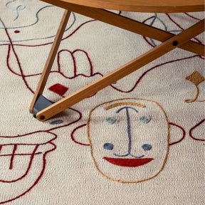 nanimarquina Silhouette Kilim by Jaime Hayon in room with Coffee Table