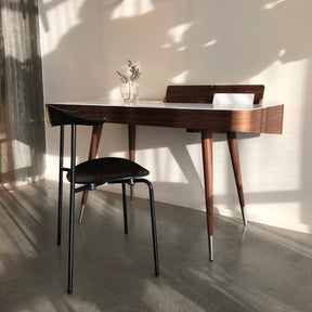 Naver AK1330 Desk Walnut and Corian with Wegner CH88 Chair and Ikebana Vase