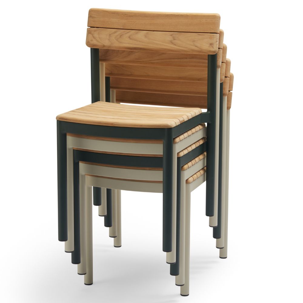 Pelagus Dining Chairs Hunter Green and Ivory Stacked