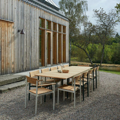 Pelagus Dining Table and Chairs Teak Ivory and Hunter Green Outdoors by Danish Summer House