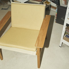 Pelagus Teak Lounge Chair with Honey Yellow Sunbrella Cushion in Designer's Studio
