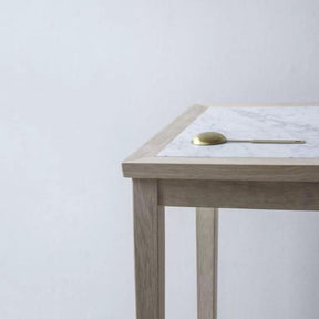 Sibast No. 1 Side Table Oak white oil with marble top and brass teaspoon