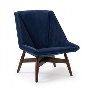 Thayer Coggin Flair Chair by Allan Gould Blue Velvet with Walnut on Maple Base