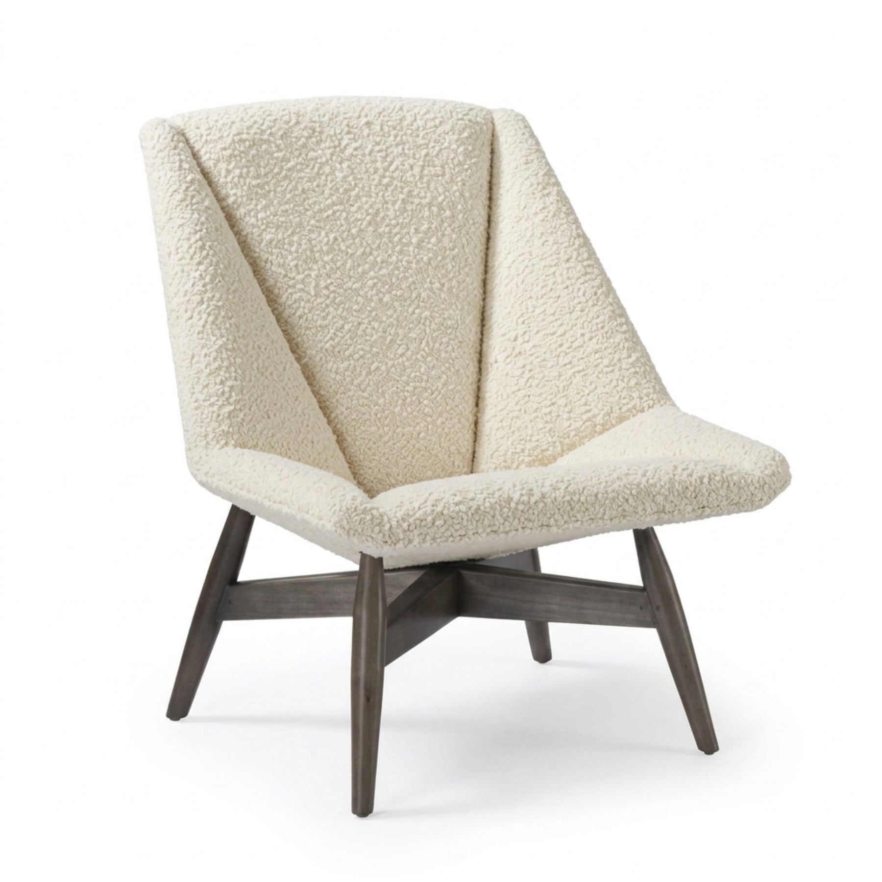 Thayer Coggin Flair Chair by Allan Gould Ivory Boucle with Graphite on Maple Base