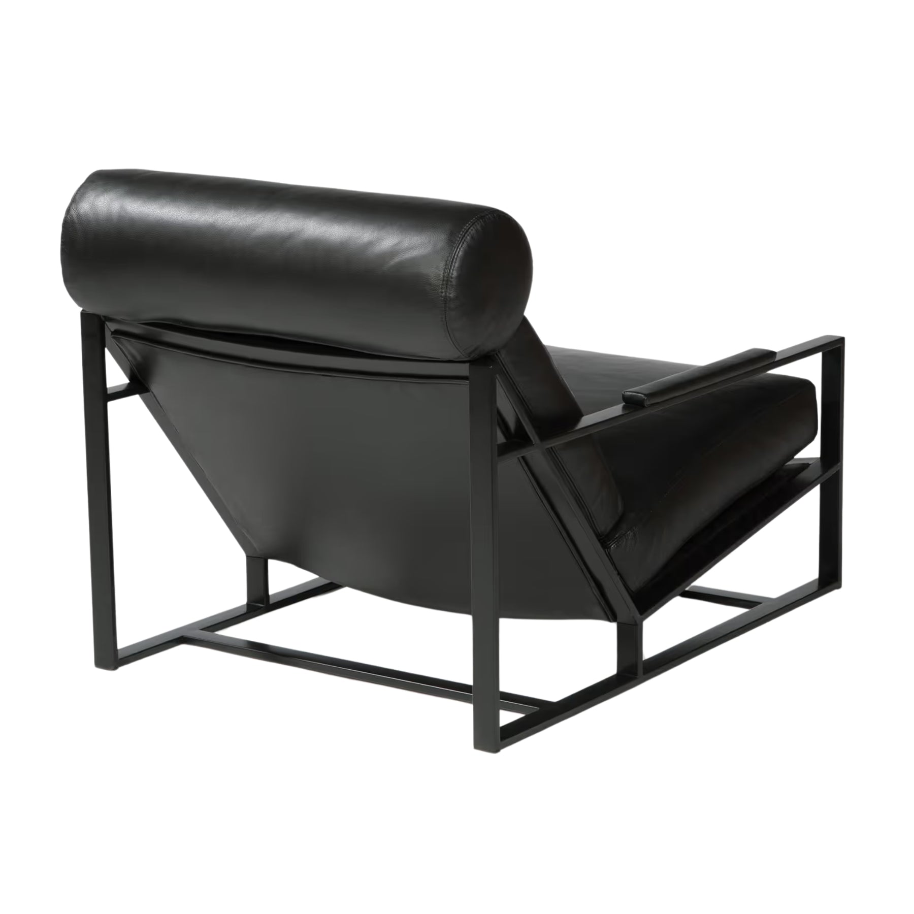 Thayer Coggin Milo Baughman Cruisin Lounge Chair with Black Leather and Black Powdercoated Steel Frame Back