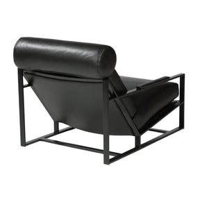 Thayer Coggin Milo Baughman Cruisin Lounge Chair with Black Leather and Black Powdercoated Steel Frame Back