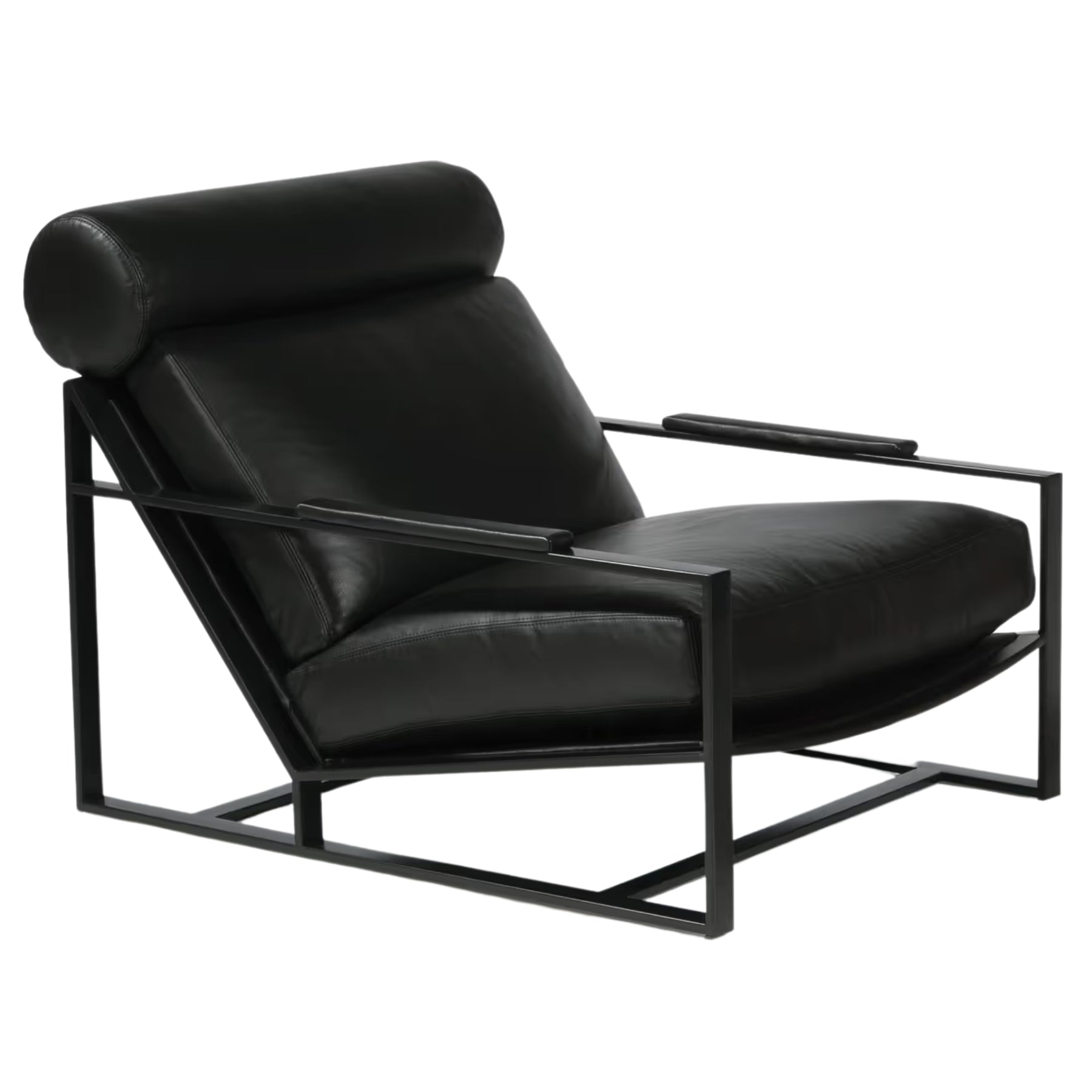 Thayer Coggin Milo Baughman Cruisin' Lounge Chair with Black Leather and Black Powdercoated Steel Frame