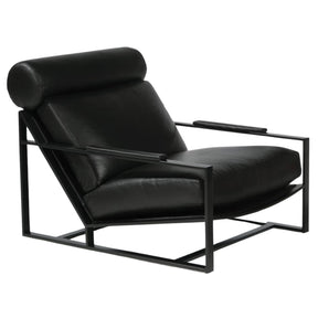 Thayer Coggin Milo Baughman Cruisin' Lounge Chair with Black Leather and Black Powdercoated Steel Frame