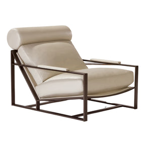 Thayer Coggin Milo Baughman Cruisin' Lounge Chair with Ivory Leather and Bronze Frame