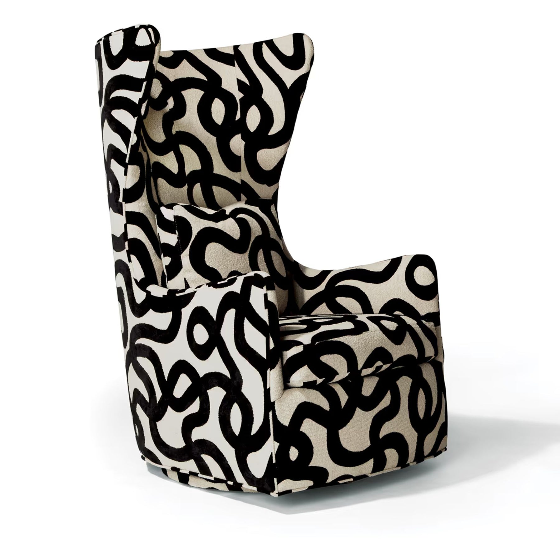 Thayer Coggin Milo Baughman Black and White Feeling Groovy Swivel Chair