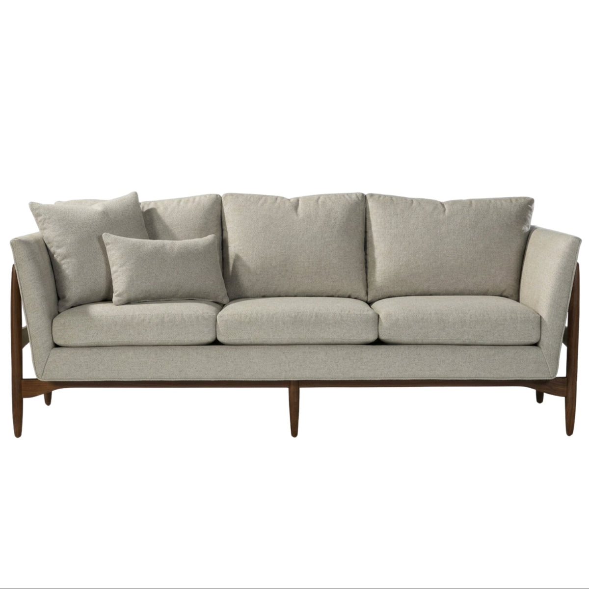 Thayer Coggin Milo Baughman Finn Sofa with Walnut Frame