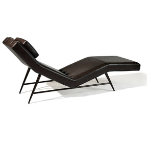 Thayer Coggin Milo Baughman Fred Chaise Lounge Chocolate Bronze Powdercoat Frame Side