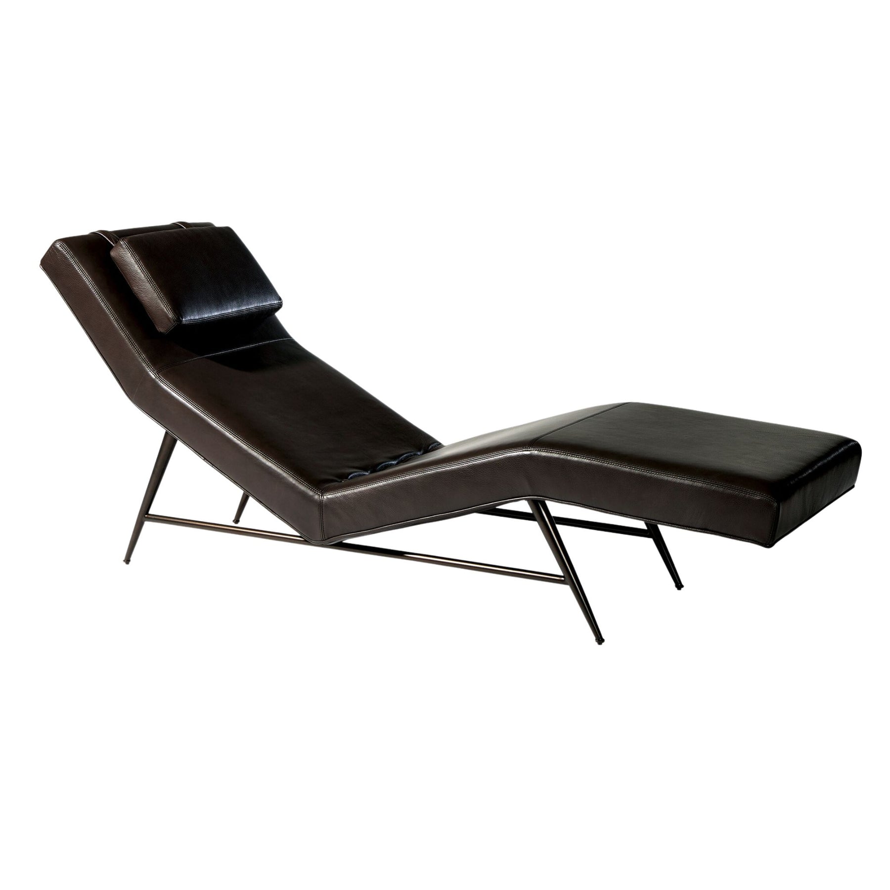 Thayer Coggin Milo Baughman Fred Chaise Lounge Chocolate Bronze Powdercoat Frame