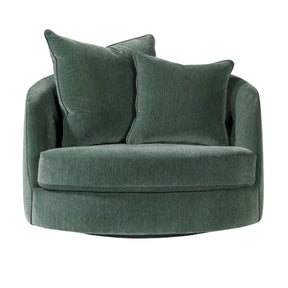 Thayer Coggin Milo Baughman Giant Tub Swivel Chair Green Velvet Front