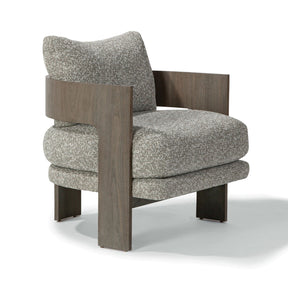 Thayer Coggin Milo Baughman On 3 Lounge Chair Grey Walnut with Grey Patterned Fabric