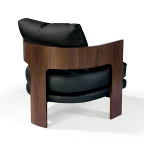 Thayer Coggin Milo Baughman On 3 Lounge Chair Walnut with Black Leather Back