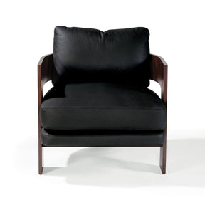 Thayer Coggin Milo Baughman On 3 Lounge Chair Walnut with Black Leather Front