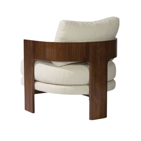 Thayer Coggin Milo Baughman On 3 Lounge Chair Walnut with Ivory Boucle Back